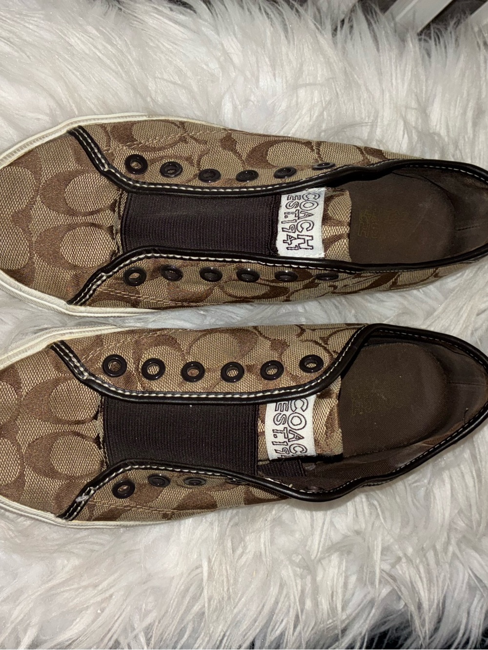COACH Kira slip on sneakers shoes logo print Sz 8 - Picture 4 of 7